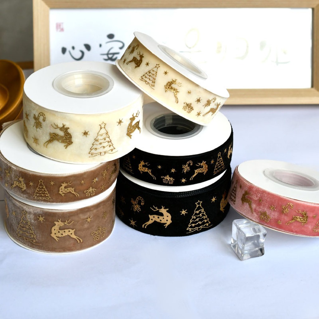 Velvet Ribbon Roll - 5 ярдов/рулон, 2,5 см, рождественская бархатная