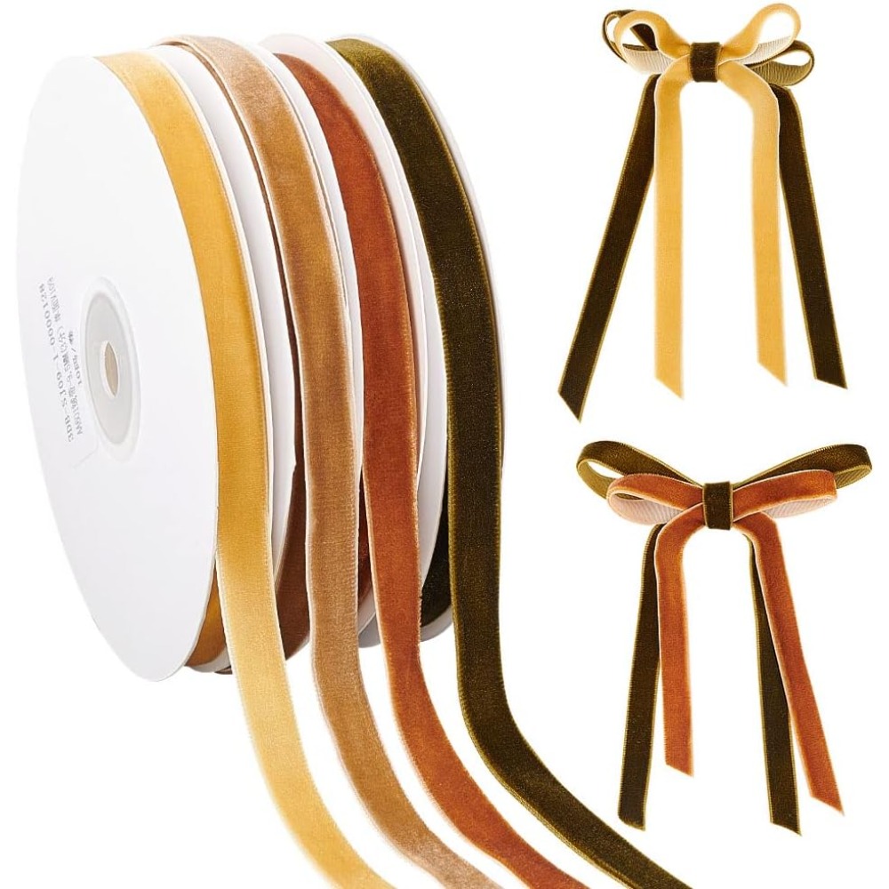 4 рулона, 4 цвета, односторонн – обзор и цена Velvet Ribbon Roll
